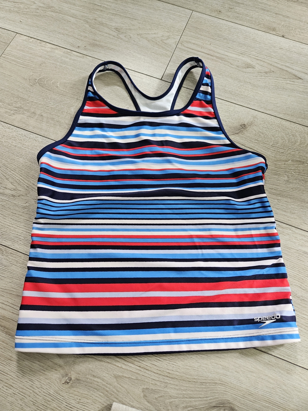 Speedo Girls Striped Tankini Swim Top Size 16 Racerback Athletic
